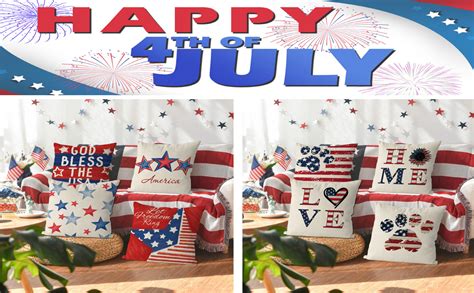 Amazon Th Of July Pillow Covers X Inch Memorial Day Stars Let