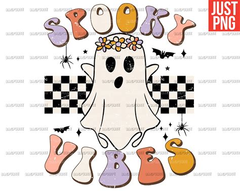 Spooky Vibes PNG Cute Ghost Funny Halloween Designs For Sublimation