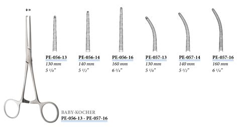 PE 057 13 Baby Kocher S Hemostatic Forceps Delicat Pattern Curved 130 Mm