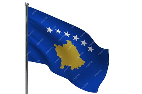 Premium Photo Kosovo Flag On Pole Metal Flagpole National Flag Of