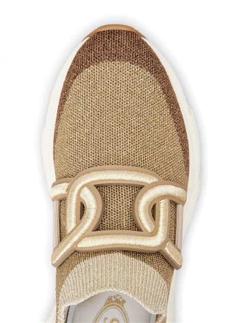 Tod S Kate Slip On Lurex Mesh Sneakers Neutrals FARFETCH