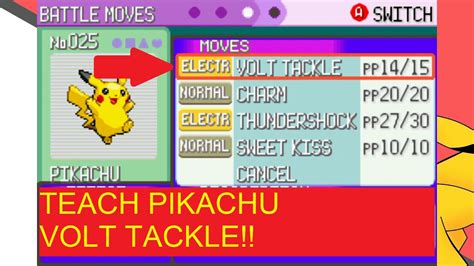 How To Teach Pikachu Volt Tackle In Emerald Youtube