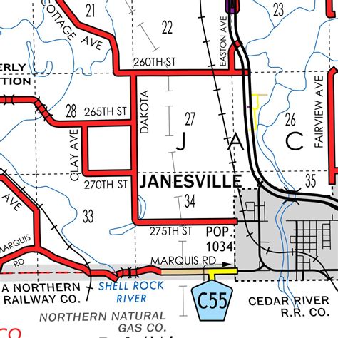 Bremer County, Iowa Map by Iowa Department of Transportation | Avenza Maps