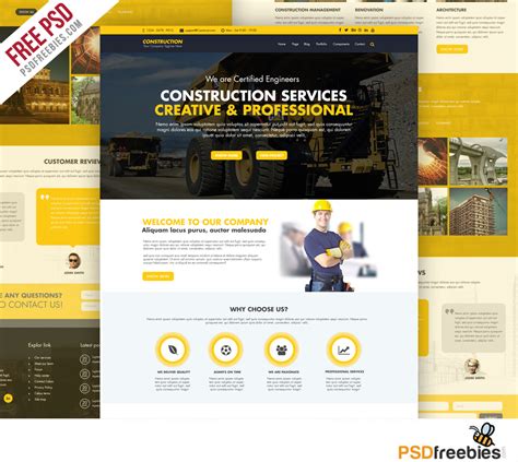 Construction Company Website Template Free PSD Behance