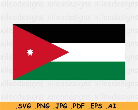 Jordan Flag Svg Jordanian National Nation Country Banner Etsy