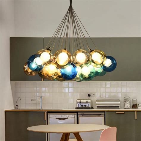 Cluster Glass Pendant Lights With Multi Color Globes Glass Pendant