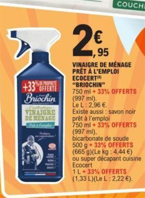 Promo Vinaigre De M Nage Pr T L Emploi Ecocert Briochin Chez E Leclerc