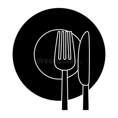 Contour Knife Fork Plate Icon Stock Illustrations Contour Knife