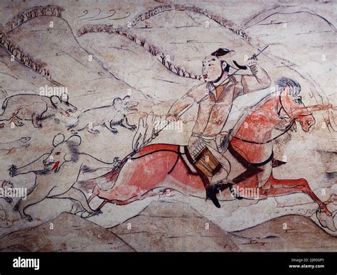 Tomb Of Northern Qi Dynasty In Jiuyuangang Xinzhou Mural 29 Stock