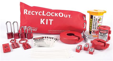 ZING Lockout/Tagout Kit, Filled, Electrical Lockout, Bag, Red - 28AV76 ...