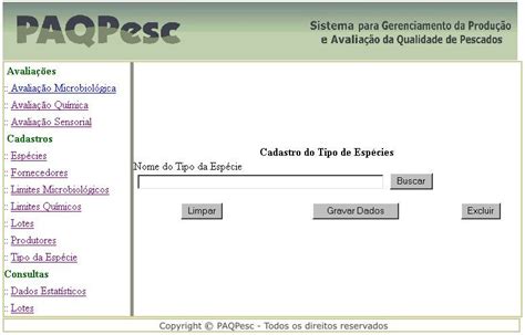 Cadastro de Tipo de Espécies Download Scientific Diagram