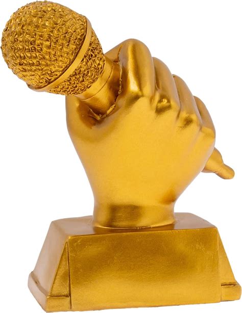 Golden Microphone Trophy Small Gold Singing Award Trophies Bulk Resin