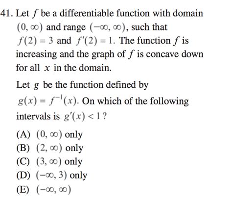 Solved 41 Let F Be A Differentiable Function With Domain Chegg