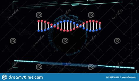 Composición De La Cadena Dna Y Procesamiento De Datos En El Fondo Negro