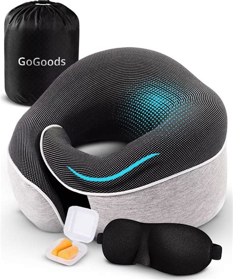 Gogoods Nekkussen Luxe Reiskussen Memory Foam Vliegtuig Auto Bol