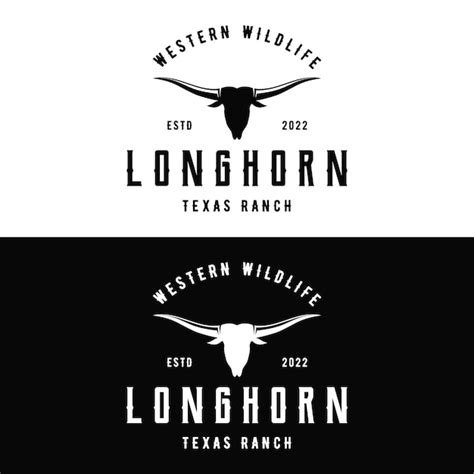 Plantilla De Logotipo Vintage De Vida Silvestre Del Rancho Longhorn De