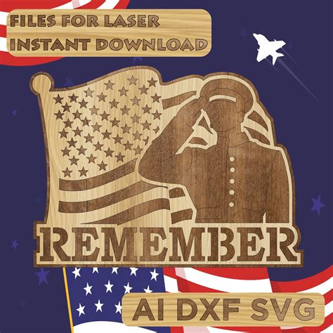 Remember Memorial Day Military Svg Laser Cut Scroll Saw Fret Saw Cricut And Silhouette Etsy