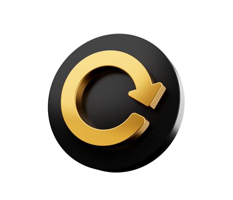 Gold Refresh Arrow On Black Round Icon 3d Illustration 38598614 PNG