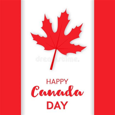 Happy Canada Day Card Or Banner With A Red Sugar Maple Leaf Stock