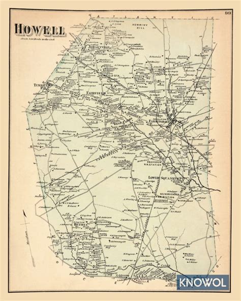 Beautifully restored map of Howell, NJ from 1873 - KNOWOL