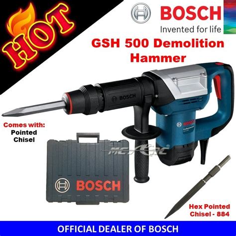 Bosch Gsh 500 Demolition Hammer With Bosch Hex Pointed Chisel 884