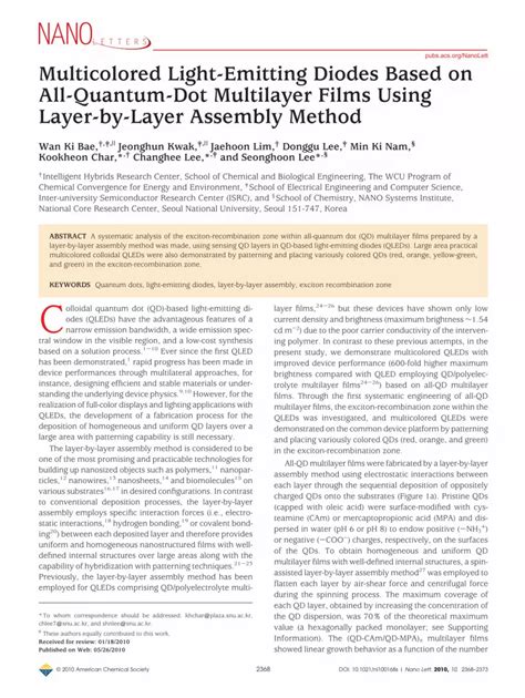 PDF Multicolored Light Emitting Diodes Based On All Quantum Dot