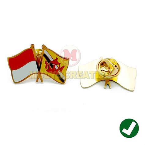 Jual Cross Flag Pin Indonesia Brunei Pin Bendera Persahabatan Custom