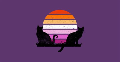 Lesbian Pride Sunset Kitties Lesbian Cat Pride T Shirt TeePublic