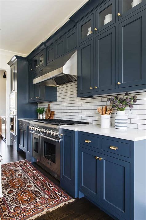 Navy Blue Kitchen Cabinets With Grey Walls | www.resnooze.com