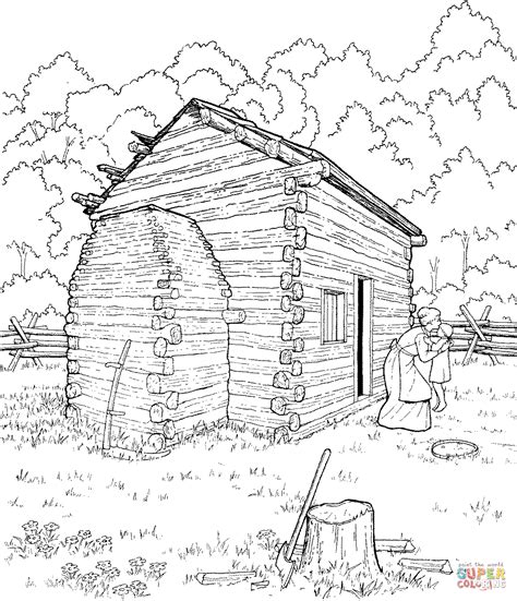 Log Cabin Coloring Pages - Coloring Home