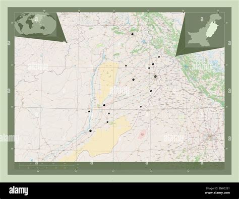 Punjab, province of Pakistan. Open Street Map. Locations of major ...