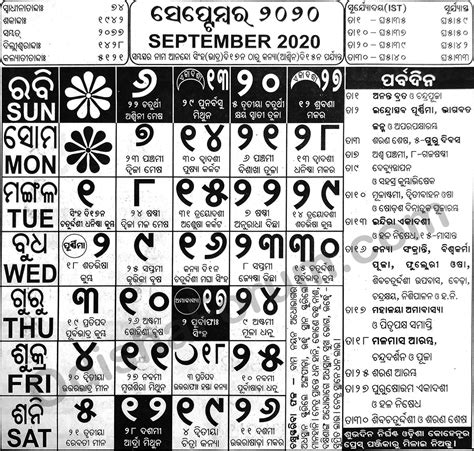 Odia Calender Printable Template Calendar