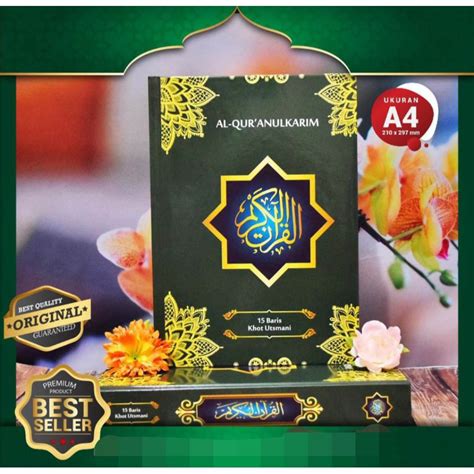 Jual Al Quran 15 Baris Khat Utsmani Ukuran A4 30X21CM Shopee Indonesia