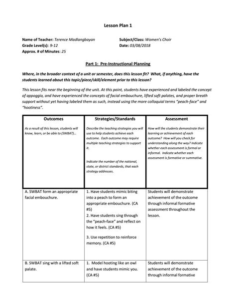 Edtpa Task Template