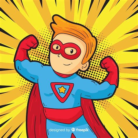 Free Vector Superhero Character With Pop Art Style