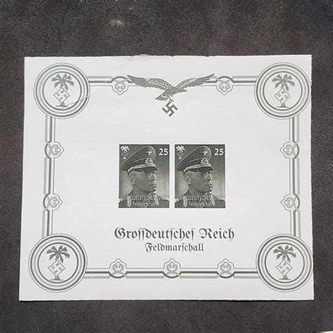 Nazi Germany Third Reich Luftwaffe Gen Rommel Souvenir Stamps Sheets