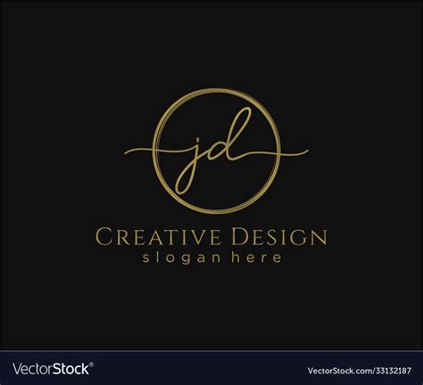 Initial Jd Handwriting Logo With Circle Template Vector Image