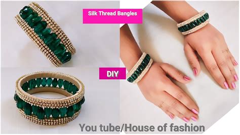 How To Make Crystal Beaded Bangle Silk Thread Bangles Stone Line