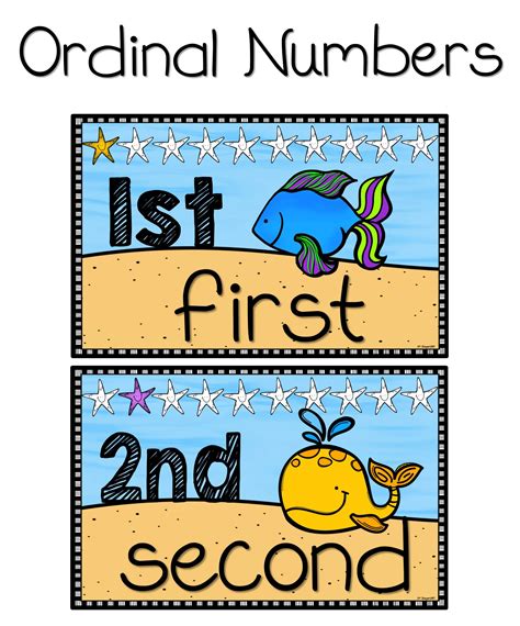 ordinal number posters ordinal numbers chart  visuals ordinal