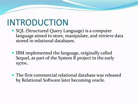 Sql Structured Query Language Introduction Ppt