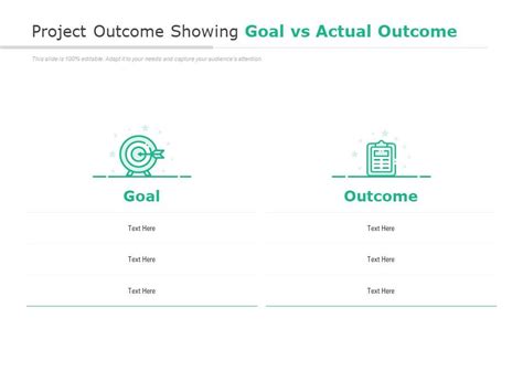 Project Outcome Showing Goal Vs Actual Outcome Presentation