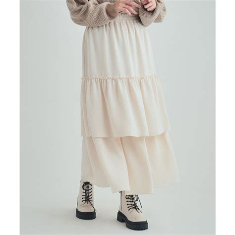 キューティーブロンド Cutie Blonde 一枚で華やかに ティアードスカート オフホワイト 003 ファッション通販