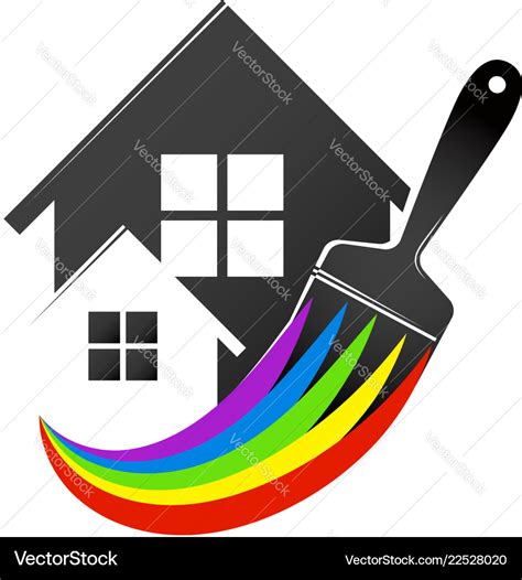 House and paint brush Royalty Free Vector Image