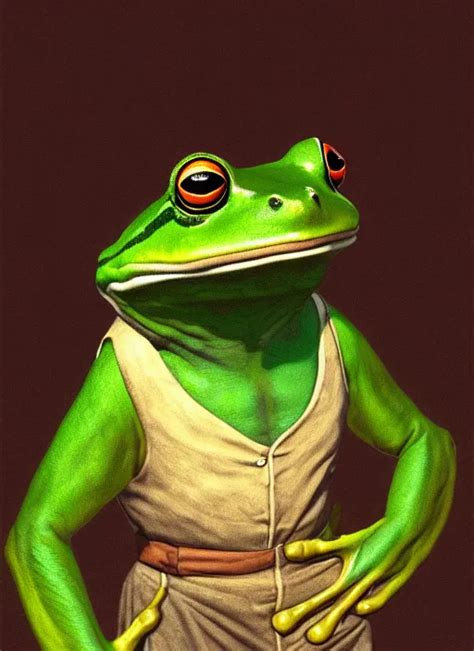 frog gentleman in a costume portrait by Lajos Berán Stable Diffusion