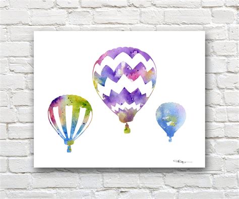 Hot Air Balloons Abstract Watercolor Art Print By Artist Dj Rogers