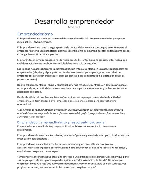 Resumen Desarrollo Emprendedor Modulo Desarrollo Emprendedor Modulo