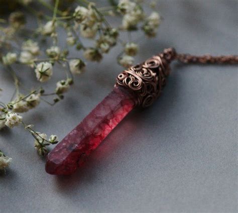 Frozen Blood Crystal Necklace, Healing Necklace, Copper Rustic Red ...