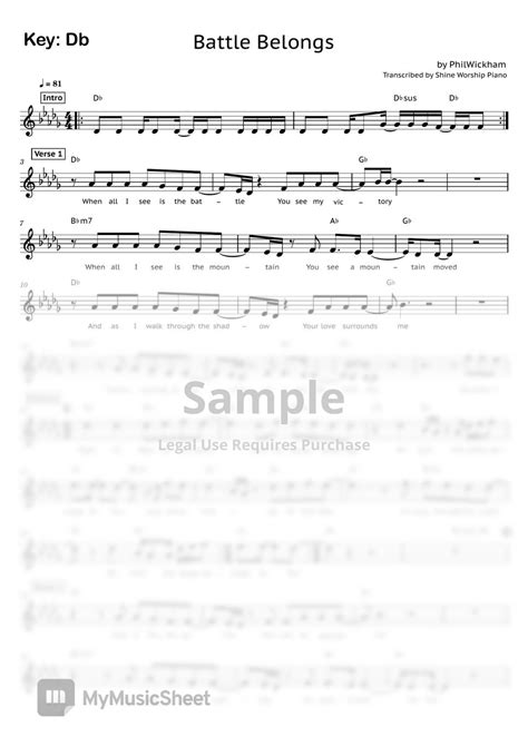 Phil Wickham Battle Belongs 악보 by Shine Worship Piano