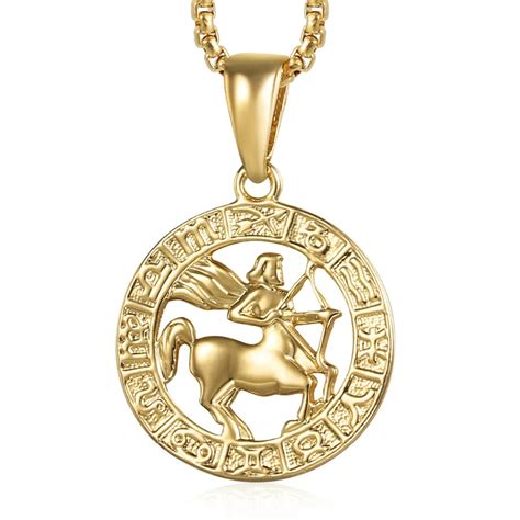 Sagittarius Zodiac Sign Necklace For Women Men Gold Pendant Necklace