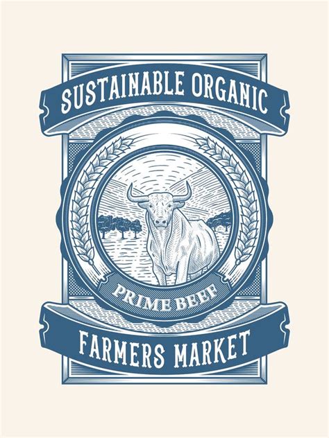 Sustainable Organic Beef Farming Packaging Design 2 Stock Illustration ...